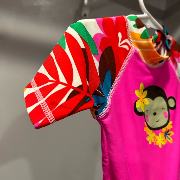 Carter’s Pink Hawaiian Monkey Rash Guard - Picture 4 of 7